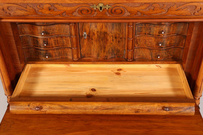 Stilvoller Gründerzeit Sekretär Vertiko Nussbaum Highboard Louis Philippe Kommode Sekretär Schrank um 1880
