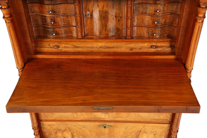 Stilvoller Gründerzeit Sekretär Vertiko Nussbaum Highboard Louis Philippe Kommode Sekretär Schrank um 1880