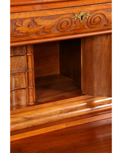 Stilvoller Gründerzeit Sekretär Vertiko Nussbaum Highboard Louis Philippe Kommode Sekretär Schrank um 1880
