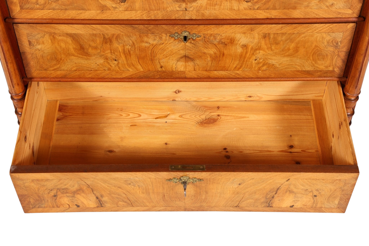 Stilvoller Gründerzeit Sekretär Vertiko Nussbaum Highboard Louis Philippe Kommode Sekretär Schrank um 1880