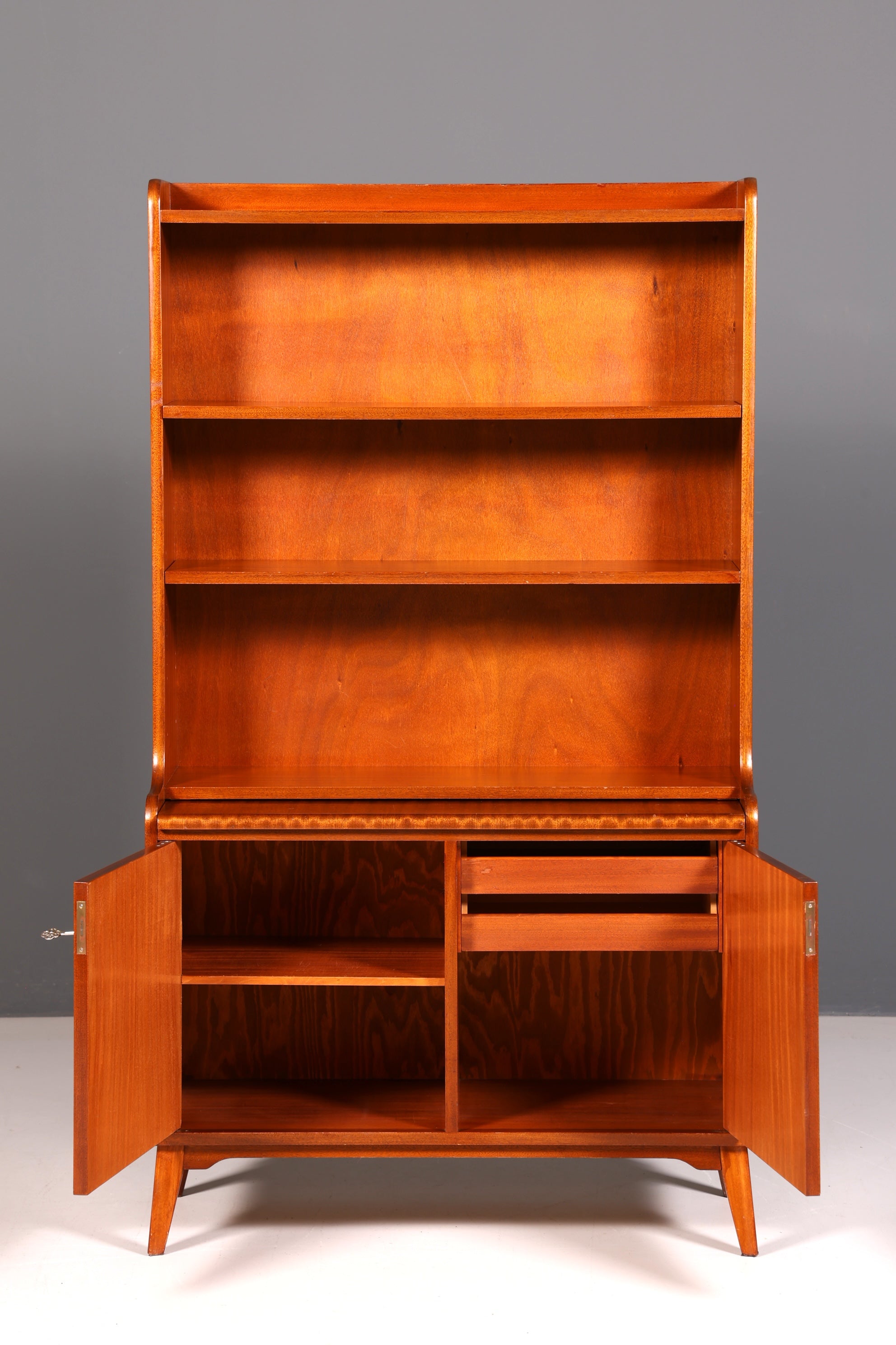 Wunderschöner Mid Century Schrank Bücherregal Vintage Sekretär Highboard Holz Regal 60s