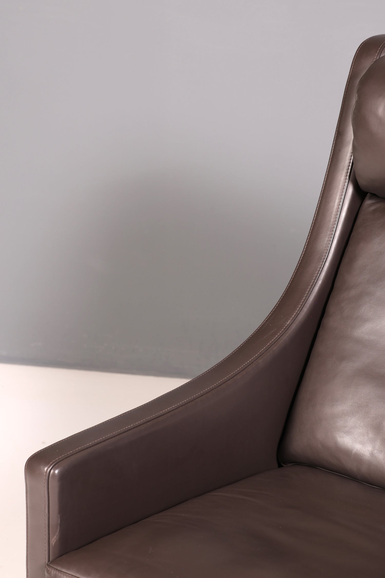 Eleganter Designer Sessel im Børge Mogensen Stil Echt Leder Mid Century Lounge Sessel