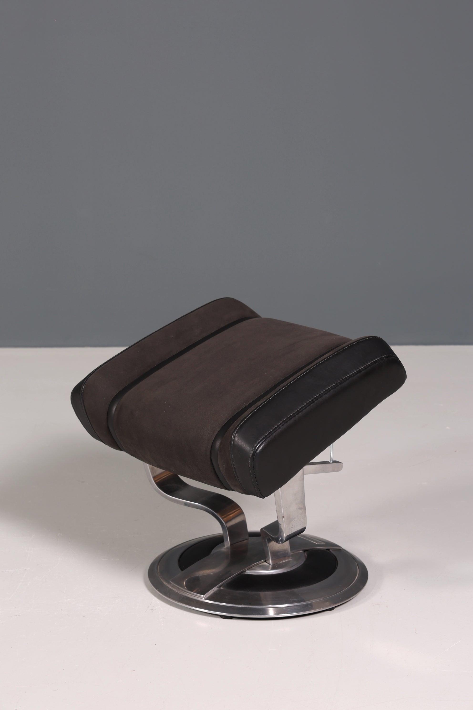 Edler Designer Sessel mit Hocker "Recaro" echt Leder Relax Armlehnsessel Fussablage