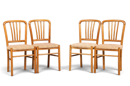 4x Schlichte Mid Century Stühle Retro Stuhlset Danish Design Küchenstühle Esszimmer Stühle