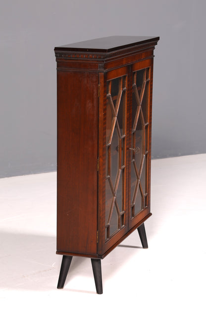 Traumhafte Englische Vitrine Mahagoni Bücherschrank Buffet Antik Stil Glasvitrine Schmal