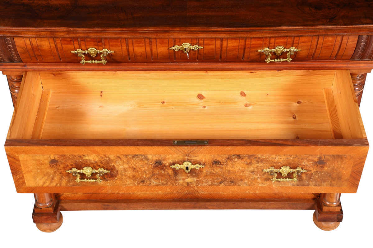 Wunderschöne Gründerzeit Kommode Louis Philippe Nussbaum Schubladen Kommode Sideboard um 1880