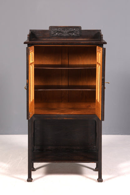 G217 Finish cm Traumhafte Jugendstil Vitrine Antike Holz Bücherschrank Eiche Antik Schrank Geschirrschrank (Kopie)