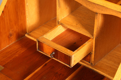 Schlichter Englischer Sekretär Englisch Schreibtisch Desk Bürotisch echt Lederauflage 60s Office Table