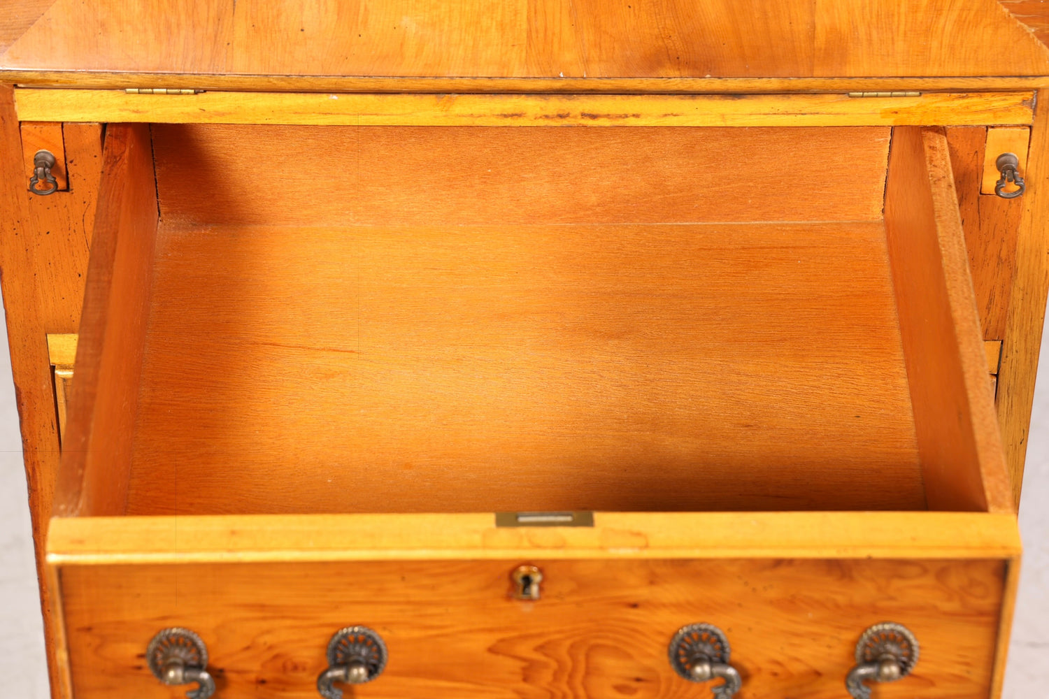 Schlichter Englischer Sekretär Englisch Schreibtisch Desk Bürotisch echt Lederauflage 60s Office Table