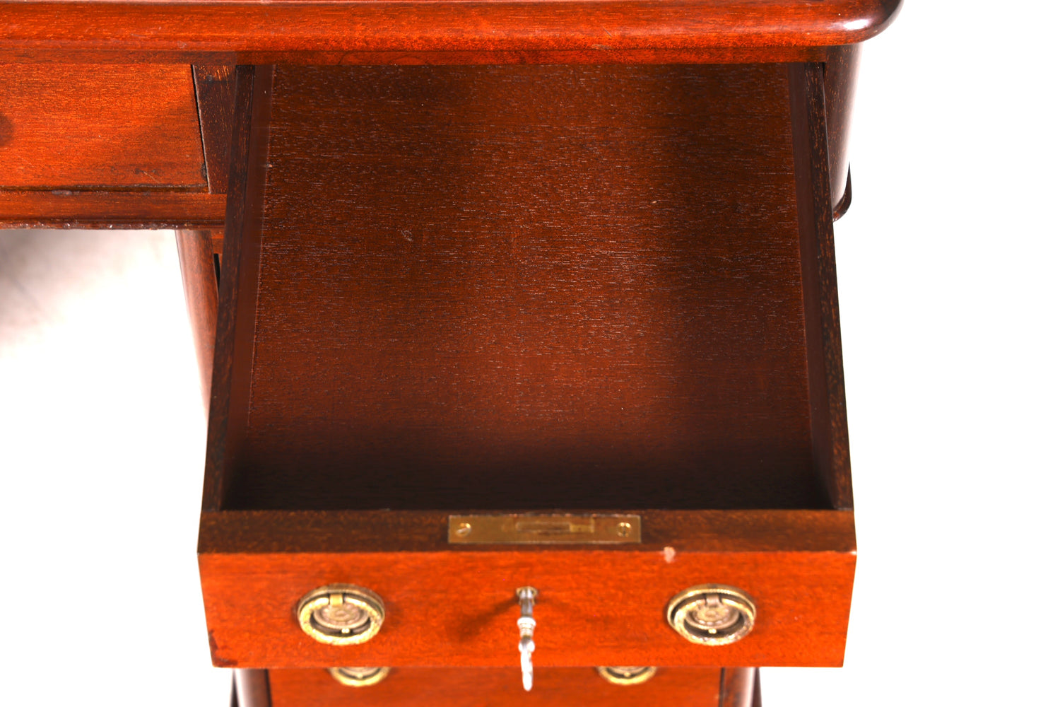 Dreamlike English desk with genuine leather top, antique style office desk