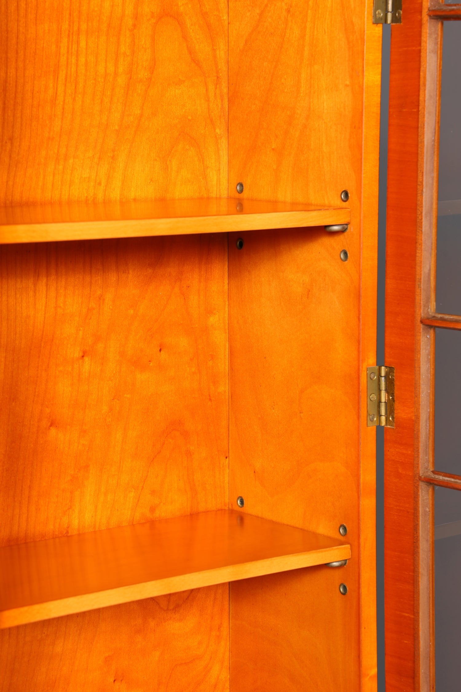 Stylish English secretary desk, office desk, yew wood, antique style, genuine leather top, display cabinet, UK