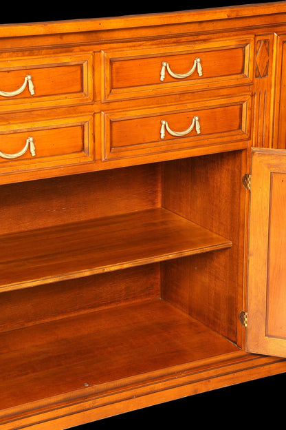 Hauptstadt Möblerei Selva Villa Borghese Sideboard aus massivem Holz mit offenen Schrankfächern und Schubladen