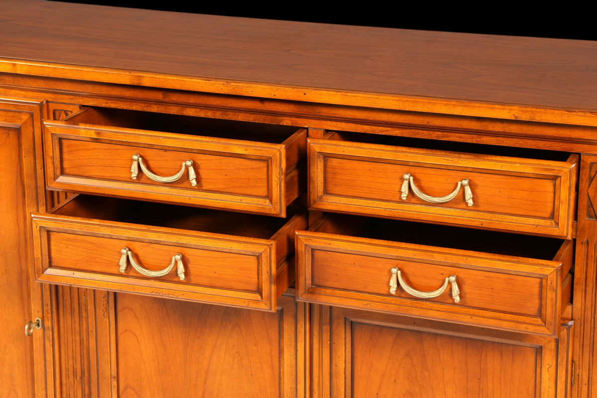 Hauptstadt Möblerei Selva Villa Borghese Sideboard aus massivem Holz mit offenen Schubladen und goldenen Griffen