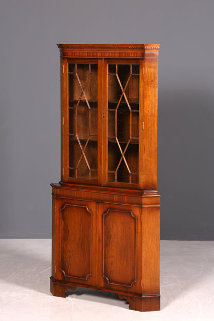 G238 Finish Wunderschöne Englische Eckvitrine Mahagoni Antik 60s echt Holz Schrank Eckschrank Glasvitrine (Kopie)