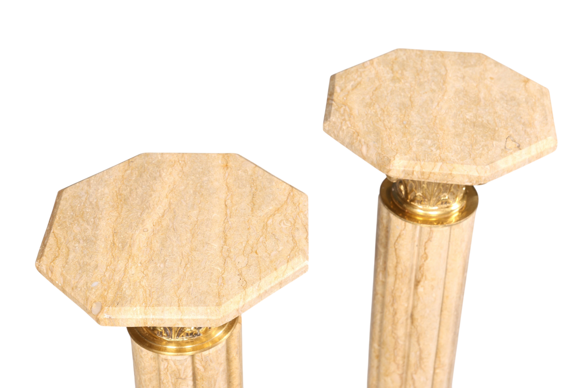 Wunderschöne Barock Stil Säule Louis XV Marmor Blumensäule Naturstein Beige Sockel Ablage 1 von 2