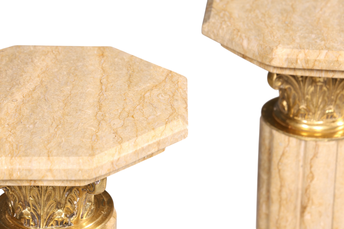 Wunderschöne Barock Stil Säule Louis XV Marmor Blumensäule Naturstein Beige Sockel Ablage 1 von 2
