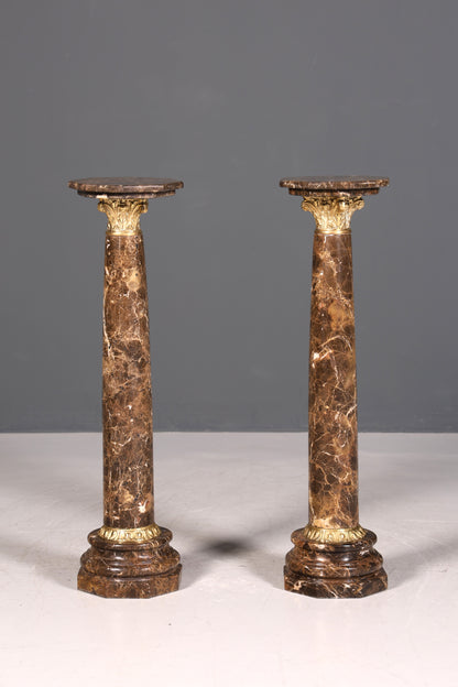 Wunderschöne Barock Stil Säule Louis XV Marmor Blumensäule Naturstein Braun Sockel Ablage 1 von 2