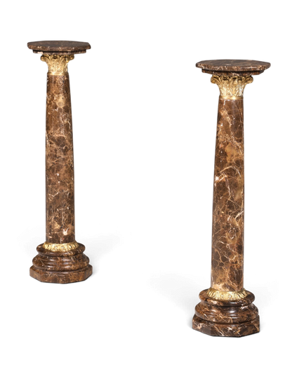 Wunderschöne Barock Stil Säule Louis XV Marmor Blumensäule Naturstein Braun Sockel Ablage 1 von 2