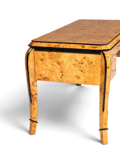Wunderschöner Art Deco Stil Schreibtisch Bürotisch Antik Stil Birke Office Desk