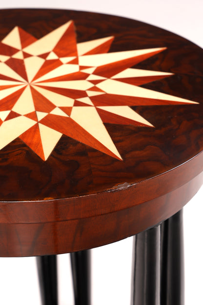 Wunderschöner Art Deco Stil Tisch Luxus Couchtisch Ablagetisch Beistelltisch Rund Echt Holz Vintage