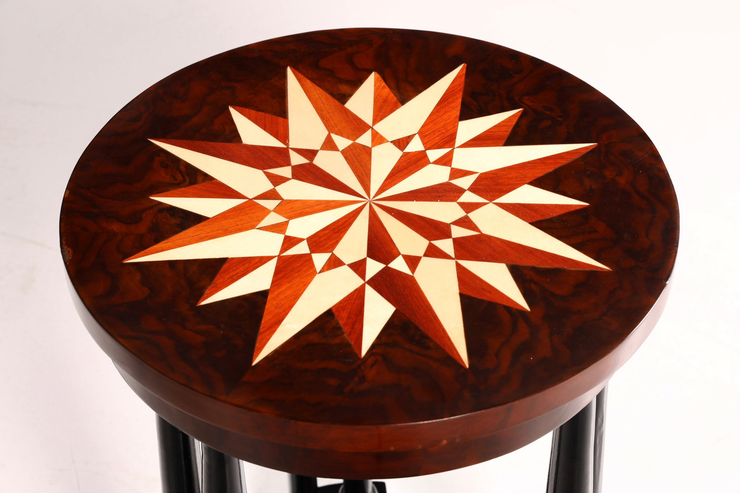 Wunderschöner Art Deco Stil Tisch Luxus Couchtisch Ablagetisch Beistelltisch Rund Echt Holz Vintage