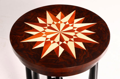 Wunderschöner Art Deco Stil Tisch Luxus Couchtisch Ablagetisch Beistelltisch Rund Echt Holz Vintage