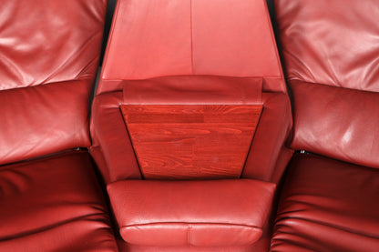 Edles Himolla Ledersofa Trapez 3-Sitzer Echt Leder Rot Relaxsofa Couch Sofa elektrisch verstellbar Vintage