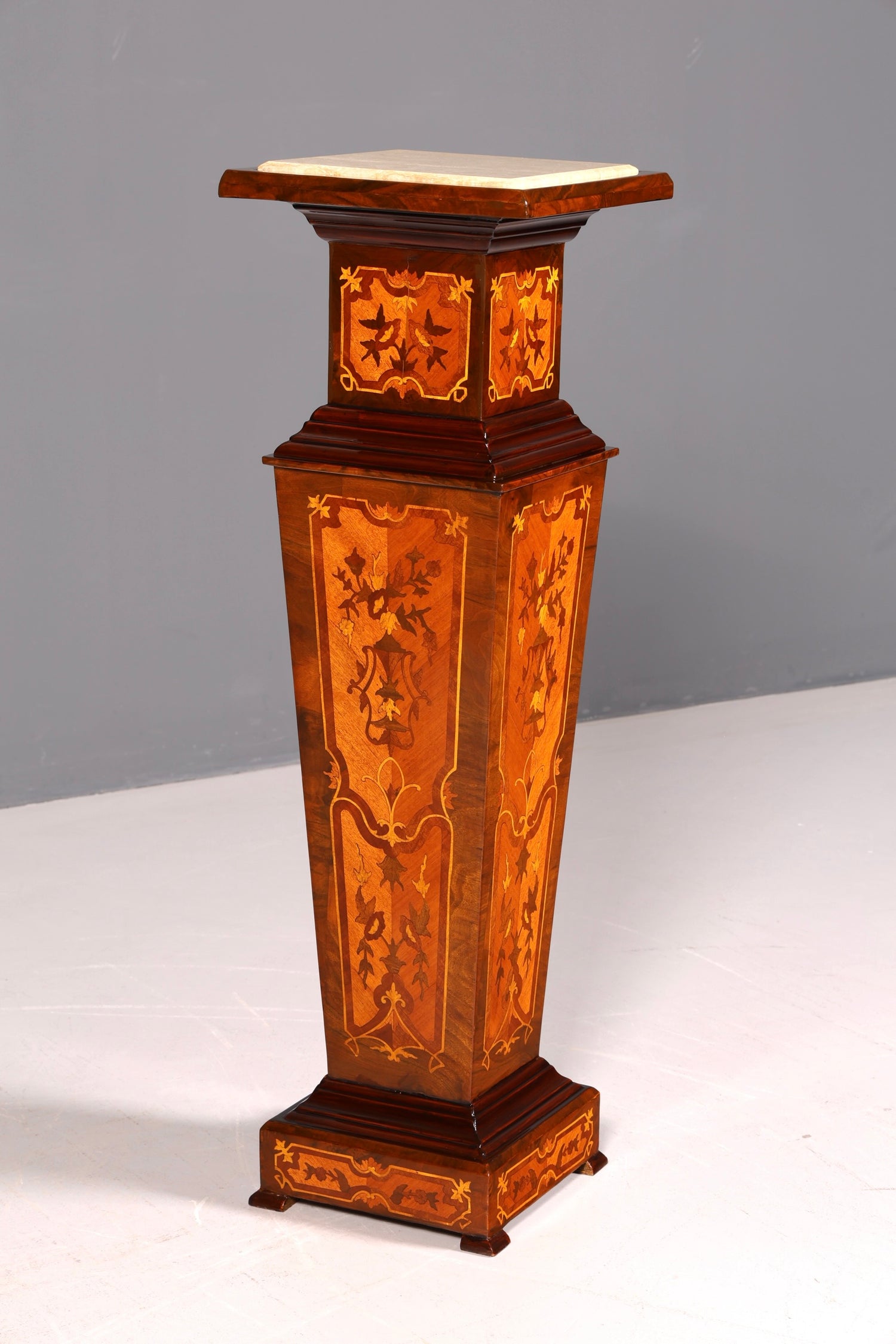 Stilvolle Barock Säule Louis XV Blumensäule Marmor Ablage Naturstein Intarsien Antik Stil