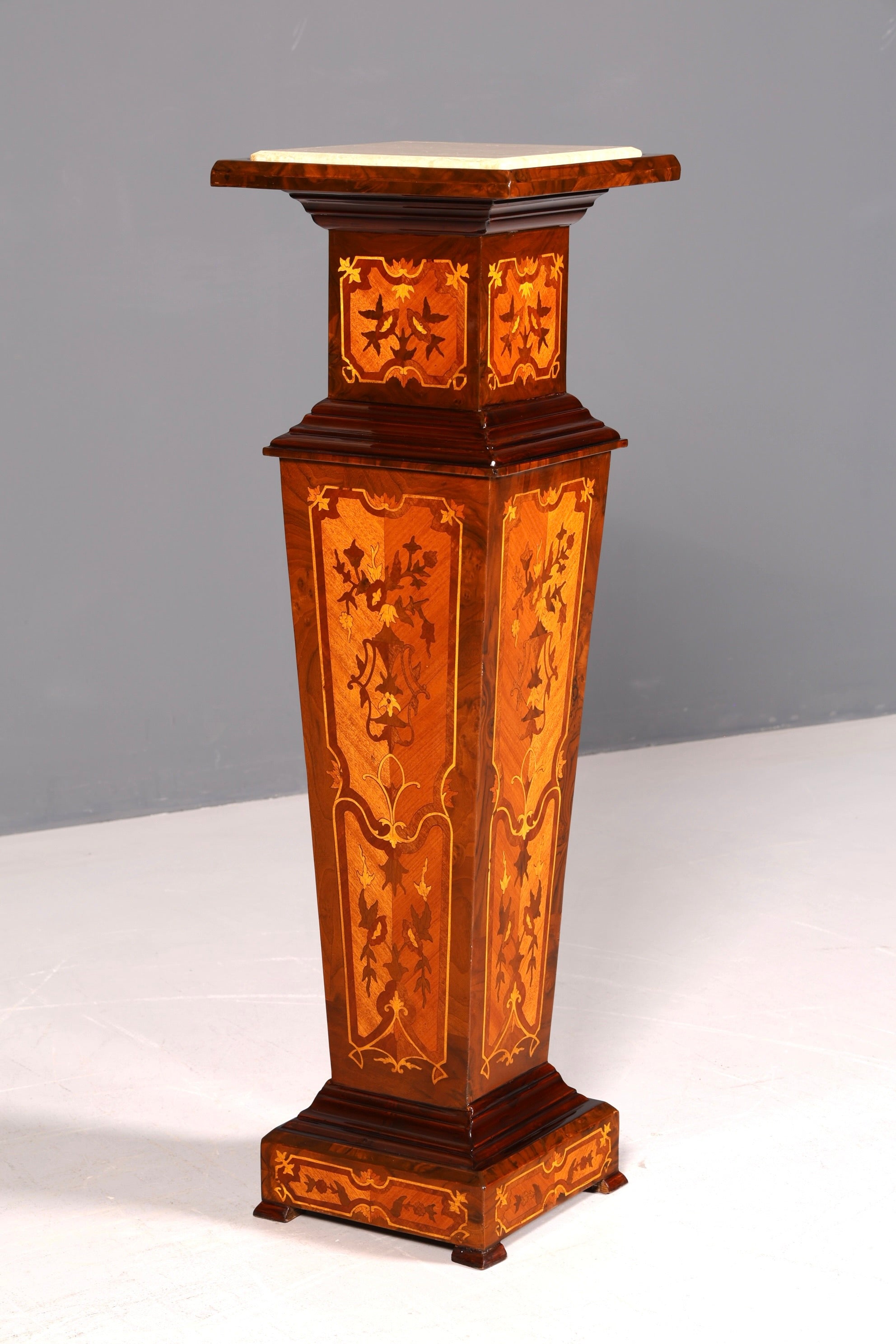 Edle Barock Säule Louis XV Blumensäule Antik Marmor Tisch Naturstein Intarsien Dekosäule