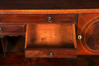 Prachtige Engelse secretaire schrijfcommode echt hout echt leren blad bureautafel commode antiek vintage