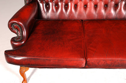 Edles Original Chesterfield Queen Anne Sofa 3er Sofa Englische Leder Couch Antik Designklassiker England UK
