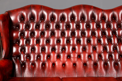 Edles Original Chesterfield Queen Anne Sofa 3er Sofa Englische Leder Couch Antik Designklassiker England UK