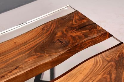 Wunderschöner Epoxidharz Tisch 220-90 cm Epoxy Nussbaum massiv Holz Esszimmer Tisch