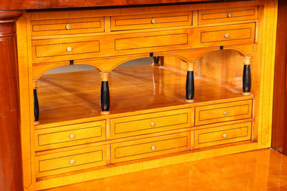 Prachtige originele Biedermeier secretaire circa 1860 ladekast antiek kantoor ladekast Engels met zuilen