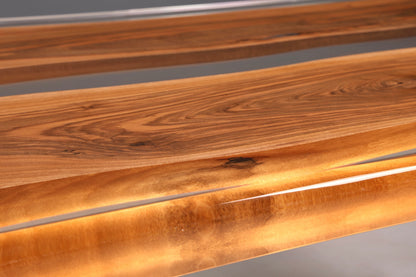 Wunderschöner Epoxidharz Tisch 220-90 cm Epoxy Nussbaum massiv Holz Esszimmer Tisch