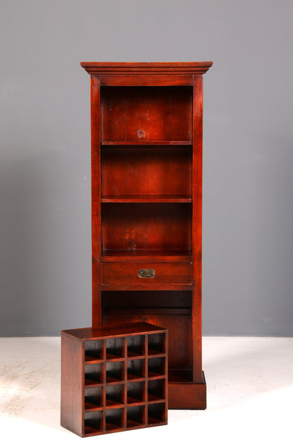 Wunderschönes Bücherregal mit Weinregal Standregal Kolonialstil Regal Weinschrank Bücherschrank Massivholz