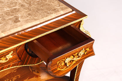 Dreamy Baroque style console table, marble, antique style inlaid console