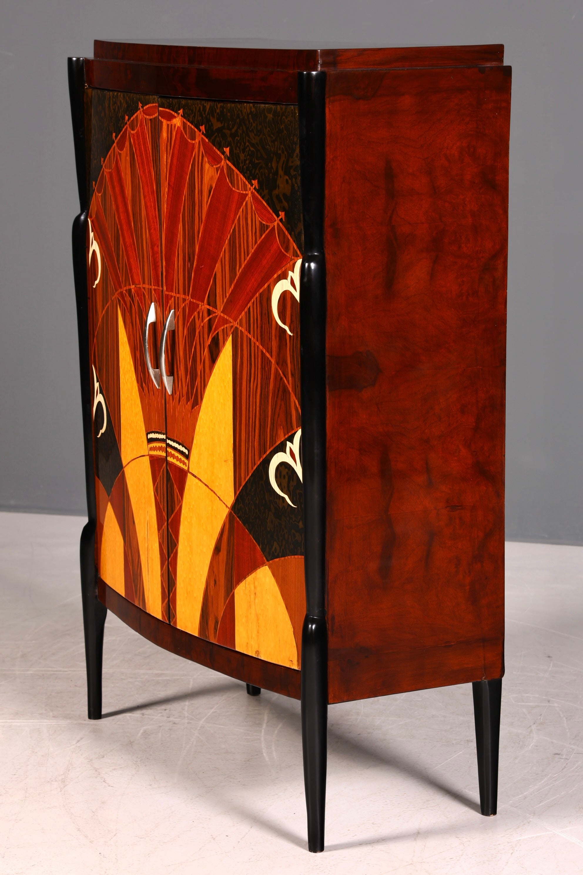Wunderschönes Art Deco Design Highboard Schrank Kommode Vertiko Sun Cabinet Wäscheschrank