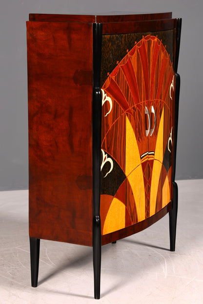 Wunderschönes Art Deco Design Highboard Schrank Kommode Vertiko Sun Cabinet Wäscheschrank