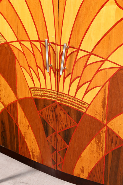 Traumhaftes Art Deco Design Highboard Schrank Kommode Vertiko Sun Cabinet Wäscheschrank