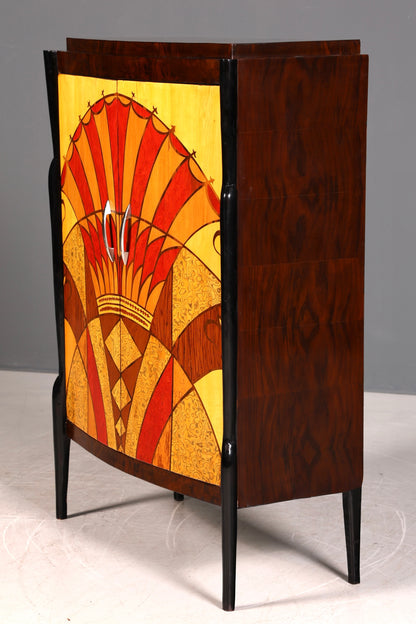 Stilvolles Art Deco Stil Highboard Schrank Kommode Vertiko Sun Cabinet Wäscheschrank