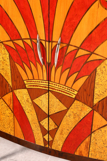 Stilvolles Art Deco Stil Highboard Schrank Kommode Vertiko Sun Cabinet Wäscheschrank