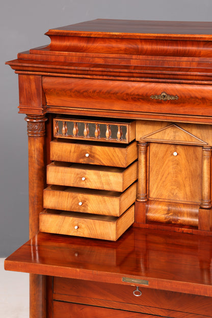 Beeindruckender Biedermeier Sekretär Louis Philippe Vertiko Antik Kommode Schreibkommode Office Desk