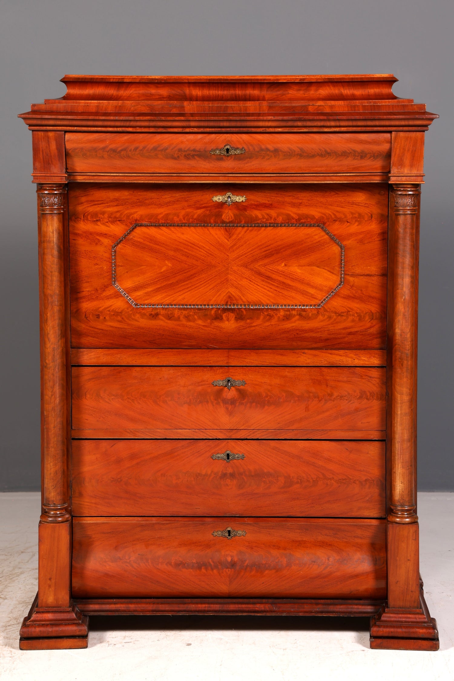 Beeindruckender Biedermeier Sekretär Louis Philippe Vertiko Antik Kommode Schreibkommode Office Desk
