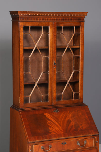 Wunderschöner Englischer Aufsatzsekretär Sekretär Bücherschrank Vitrine Antik Mahagoni Büro Schreibschrank UK