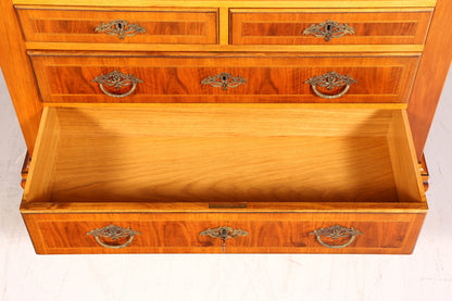 Wunderschöne Englische Vitrine Nussbaum Antik Bücherschrank Bibliothek Schubladen Massiv Holz Vintage