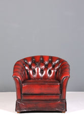 Stilvoller Original Chesterfield Sessel Englischer Armlehnsessel Oxblood Englisch Herrensessel 2 von 2