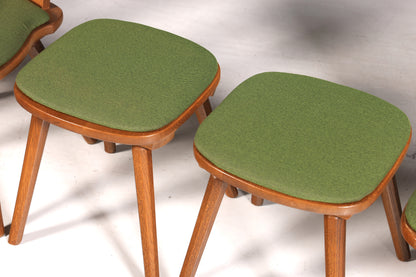 4x Schlichte Landhausstil Stühle mit zwei Hocker Retro Stuhlset Antik Stil Eiche Küchenstühle Bauernstühle Esszimmer Stühle