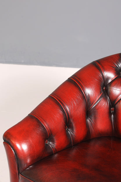 Stilvoller Original Chesterfield Sessel Englischer Armlehnsessel Oxblood Englisch Herrensessel 2 von 2