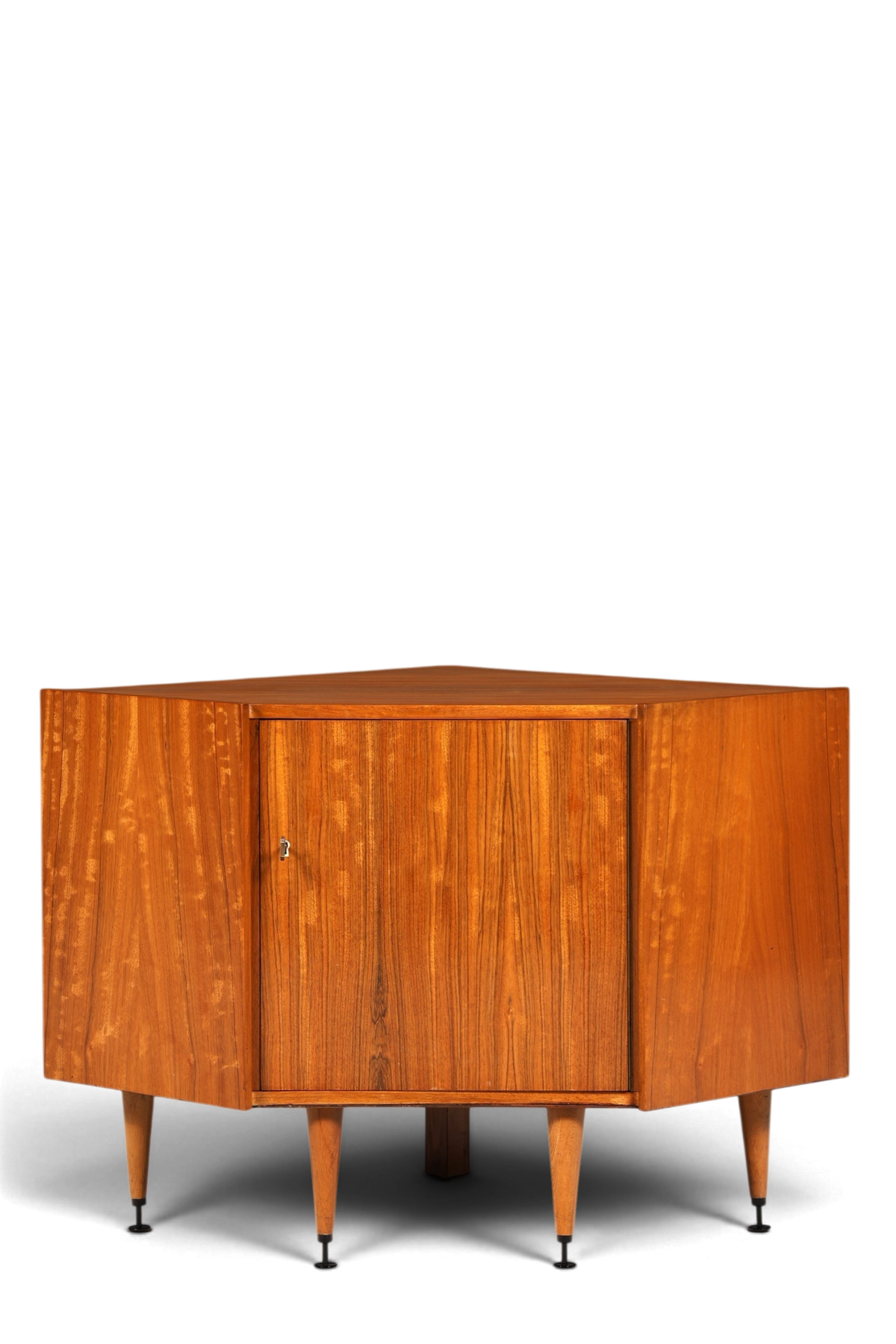 Hauptstadt Möblerei Mid Century Eckkommode aus Holz mit konischen Beinen im Vintage-Stil der 60er Jahre